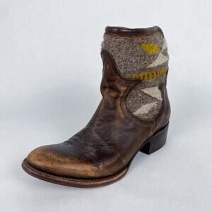 Freebird by Steven Cablo Western Ankle Boots Blanket Brown Leather 7